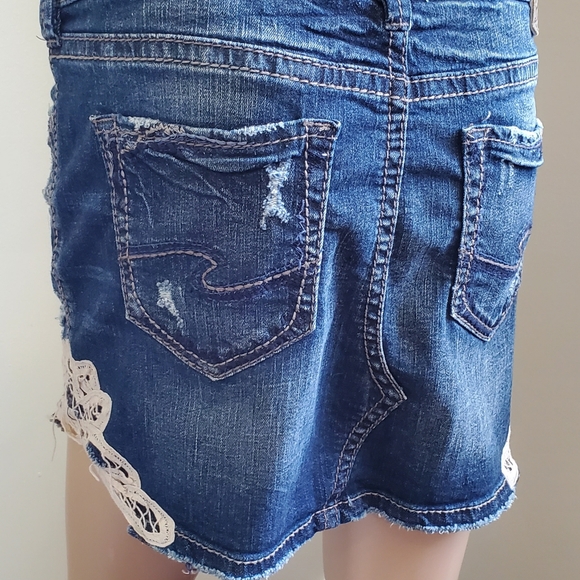 Western Mini Skirt Francy by Silver Jeans Co Lace Applique - Picture 6 of 11